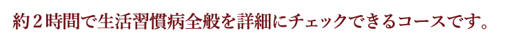 約2時間で生活習慣病全般をチェックできるコースです