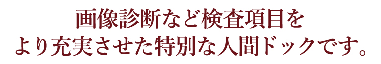 画像診断など検査項目をより充実させた特別な人間ドックです。